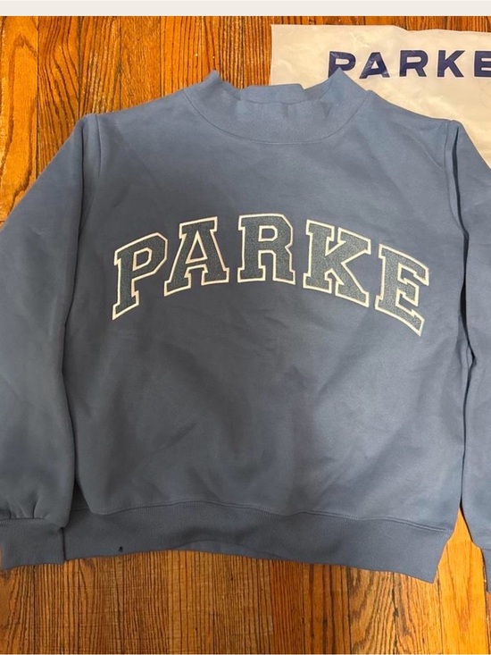 Parke Sweaters - Parke Light Blue Crewneck Sweatshirt with White Lettering